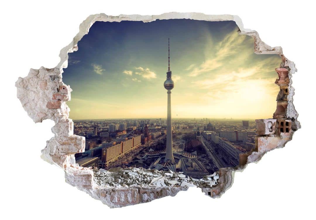 Fernsehturm, Liebe Mauerdurchbruch Aufkleber selbstklebend 3D Wandtattoo Wandtattoo Berliner Heimat Fotografie Wall K&L Wandbild Stadt Art