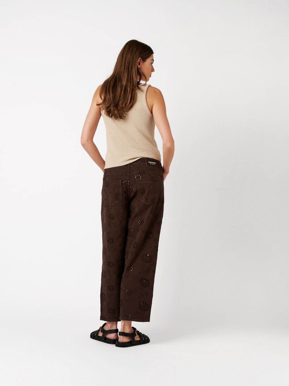 ROSNER Straight-Jeans Masha Straight (1-tlg) mit floraler Lochstickerei