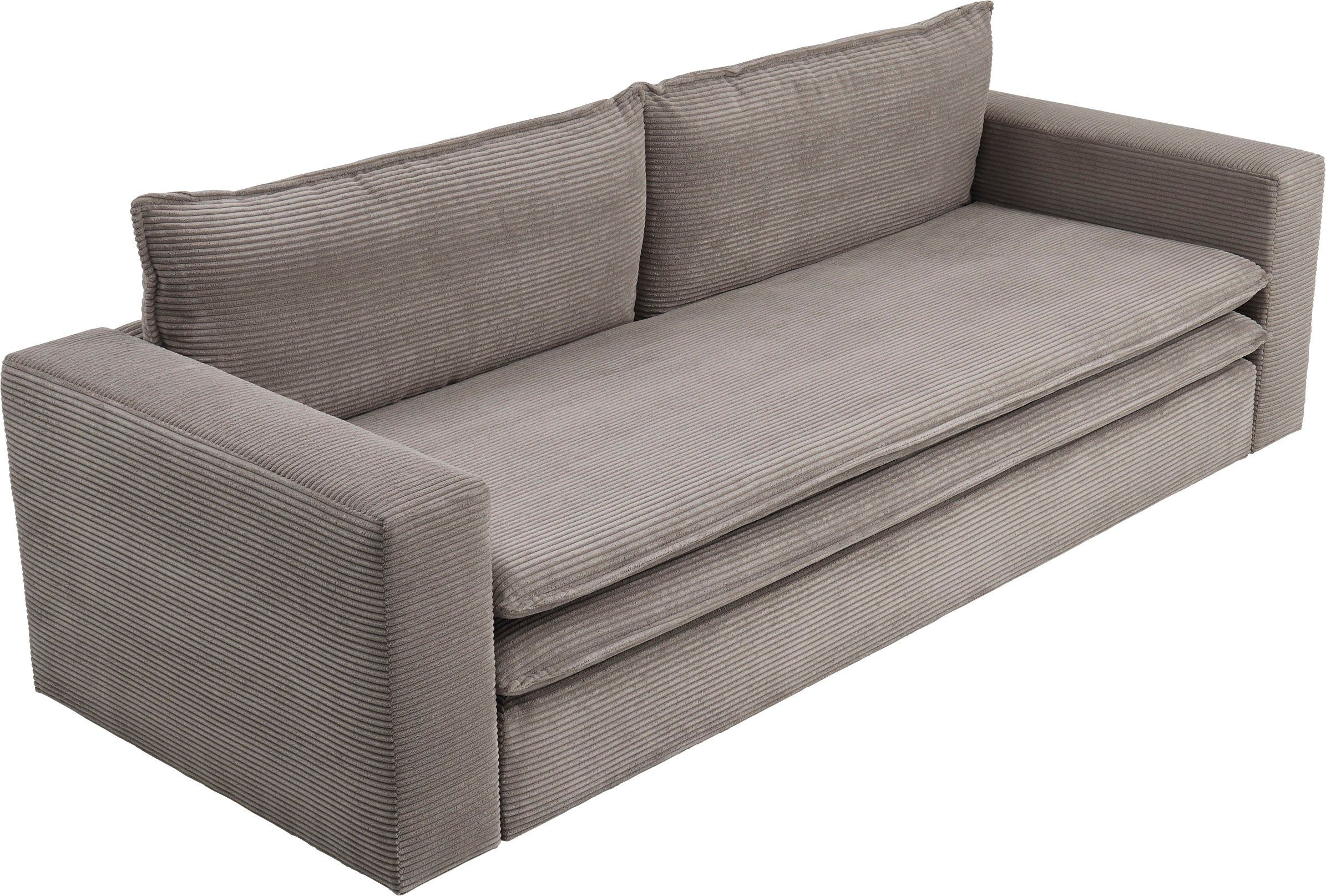 Loveseat-Hocker PIAGGE, (2-tlg), Sitzgruppe im Set Bettfunktion 3-Sitzer-Sofa of Hellbraun Style mit Places und