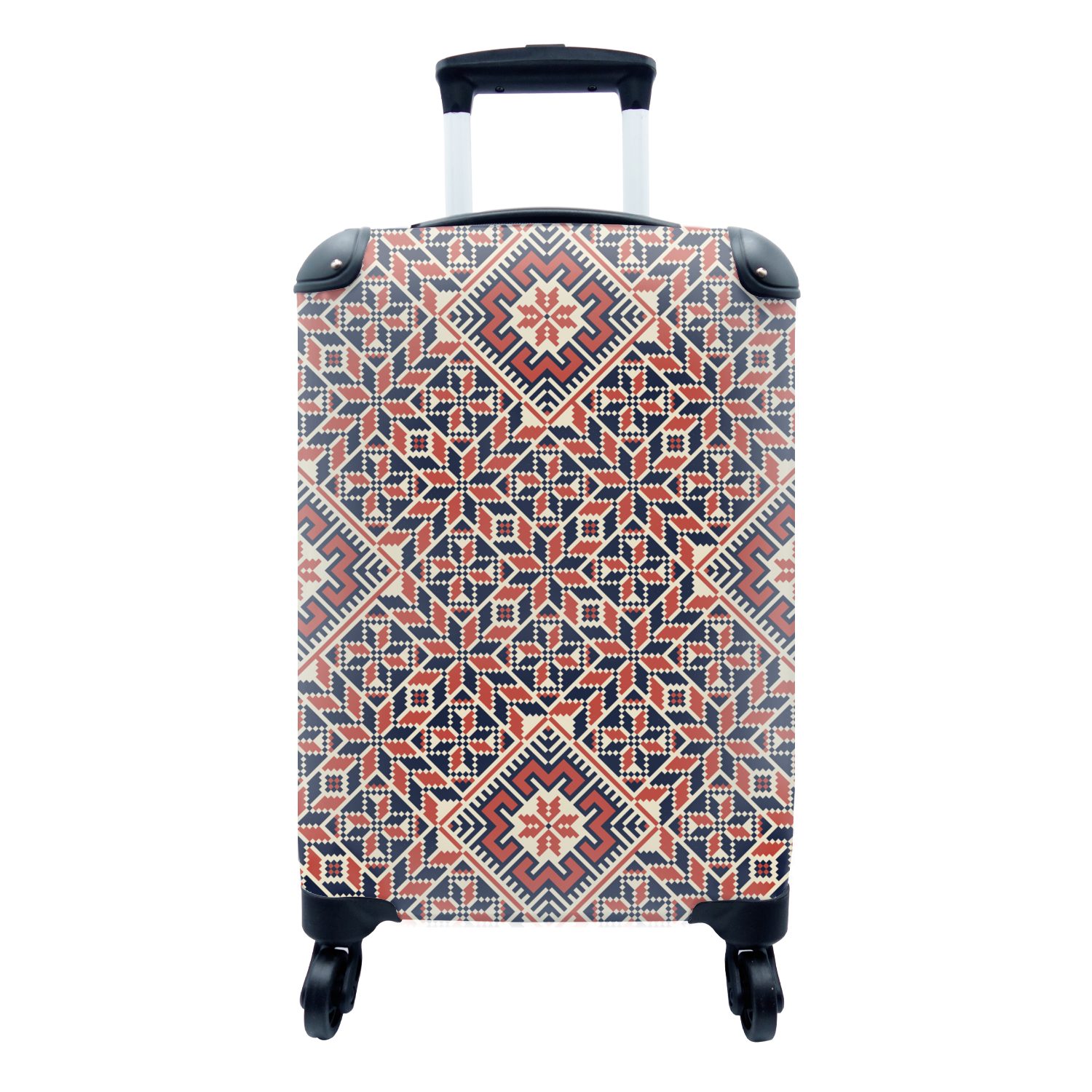 MuchoWow Handgepäckkoffer Design - Stickerei - Muster, 4 Rollen, Reisetasche mit rollen, Handgepäck für Ferien, Trolley, Reisekoffer