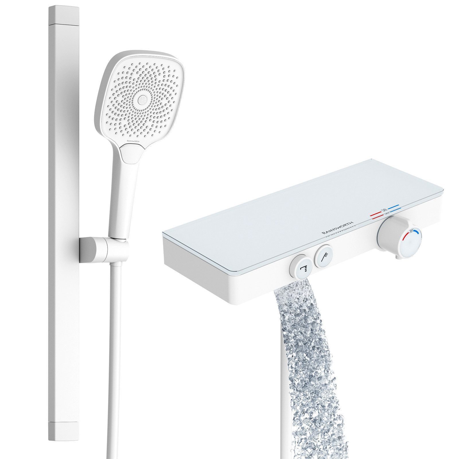 Rainsworth Duschsystem mit Thermostat und Glasablage, günstig online kaufen