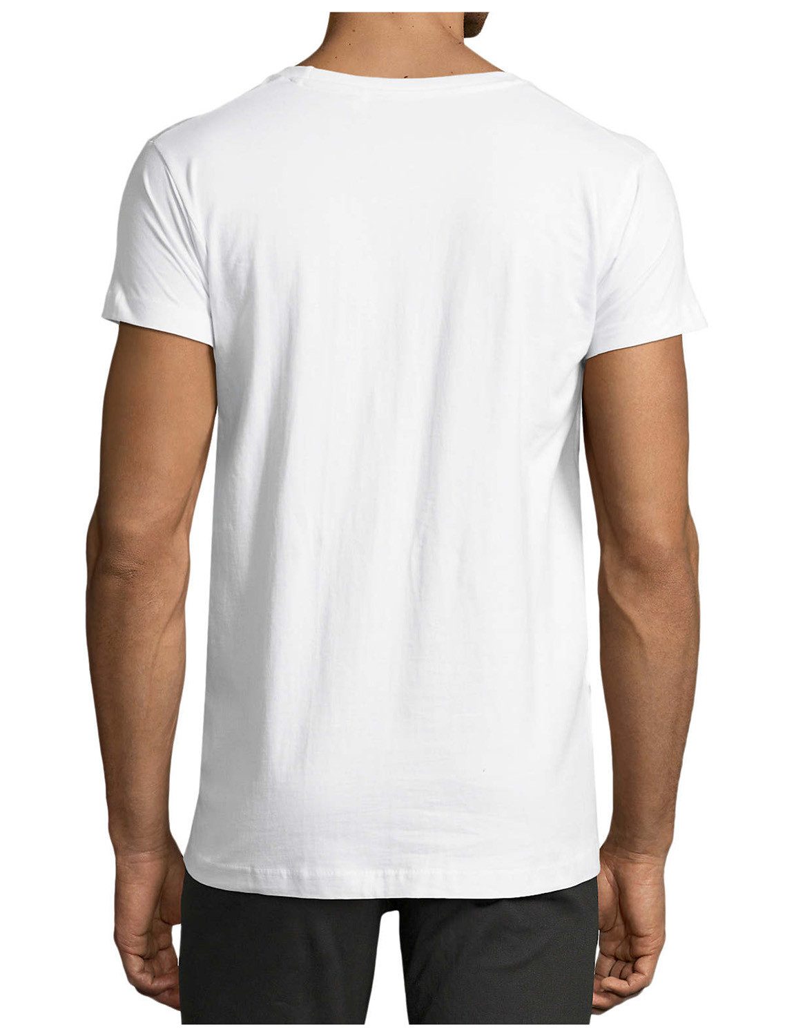 MyDesign24 T-Shirt Herren Print Shirt - Niedlicher Löwen Brustprint Baumwollshirt mit Wildtier Aufdruck Regular Fit i275