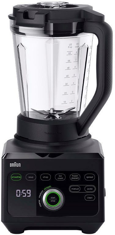 Braun Standmixer PowerBlend 9 JB 9040 BK - 1600W, Hochleistungsmixer, 18 Programme, 3 L, 1600 W, 45.000 U/min, 10 Geschwindigkeiten, …