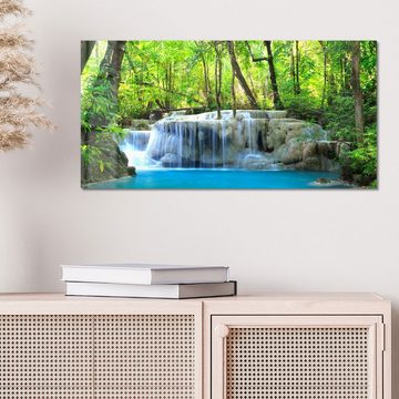 DEQORI Glasbild 'Exotischer Wasserfall', 'Exotischer Wasserfall', Glas Wandbild Bild schwebend modern