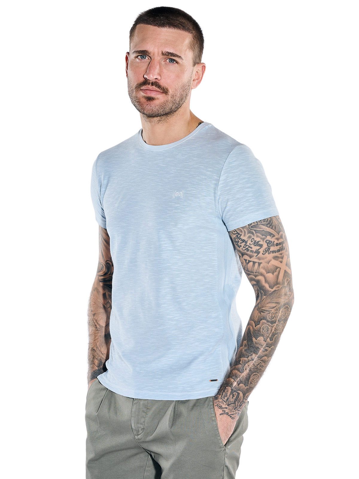 emilio adani T-Shirt Herren Rundhals T-Shirt, Hellblau