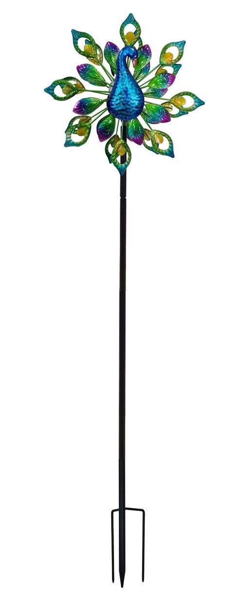 abc HOME LED Gartenleuchte Pfau, Windrad, LED, Solarpanel, Lichtsensor, Farbwechsel