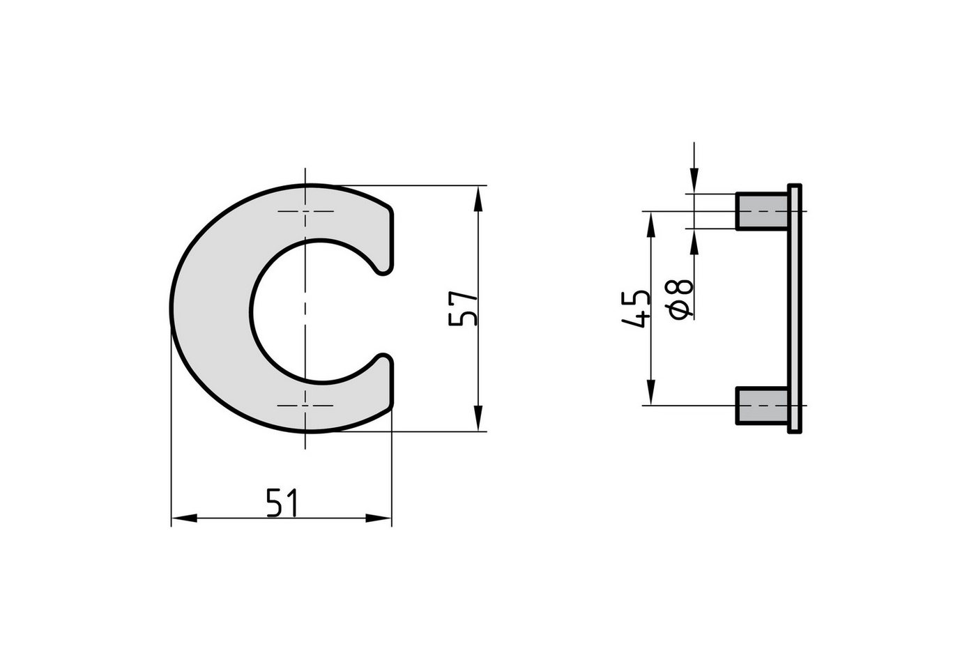 Thumbnail - BASI Hausnummer, (Packung), aus Edelstahl, Wetterfest, Zahlen 0-9, Buchstaben a - c, Buchstabe c