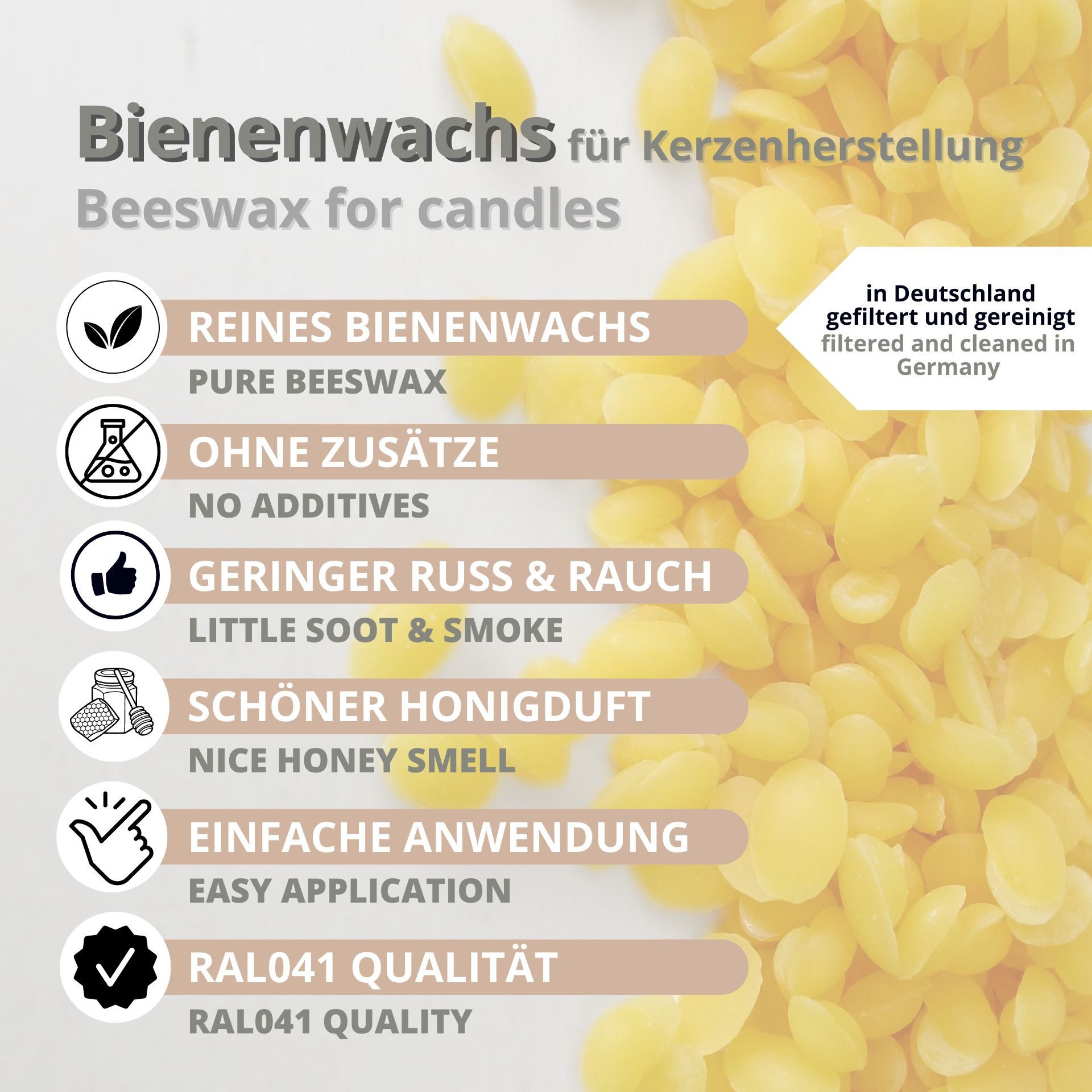 DistrEbution Bienenwachskerze Bienenwachs Gelb in Pastillen, RAL Kerzenwach günstig online kaufen