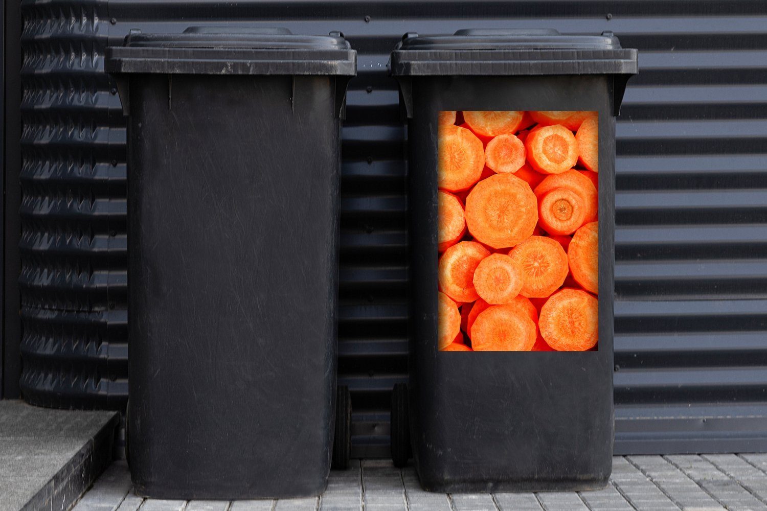 Abfalbehälter saftige Wandsticker In (1 Mülltonne, geschnittene Container, Sticker, MuchoWow St), Karotte Mülleimer-aufkleber, Scheiben