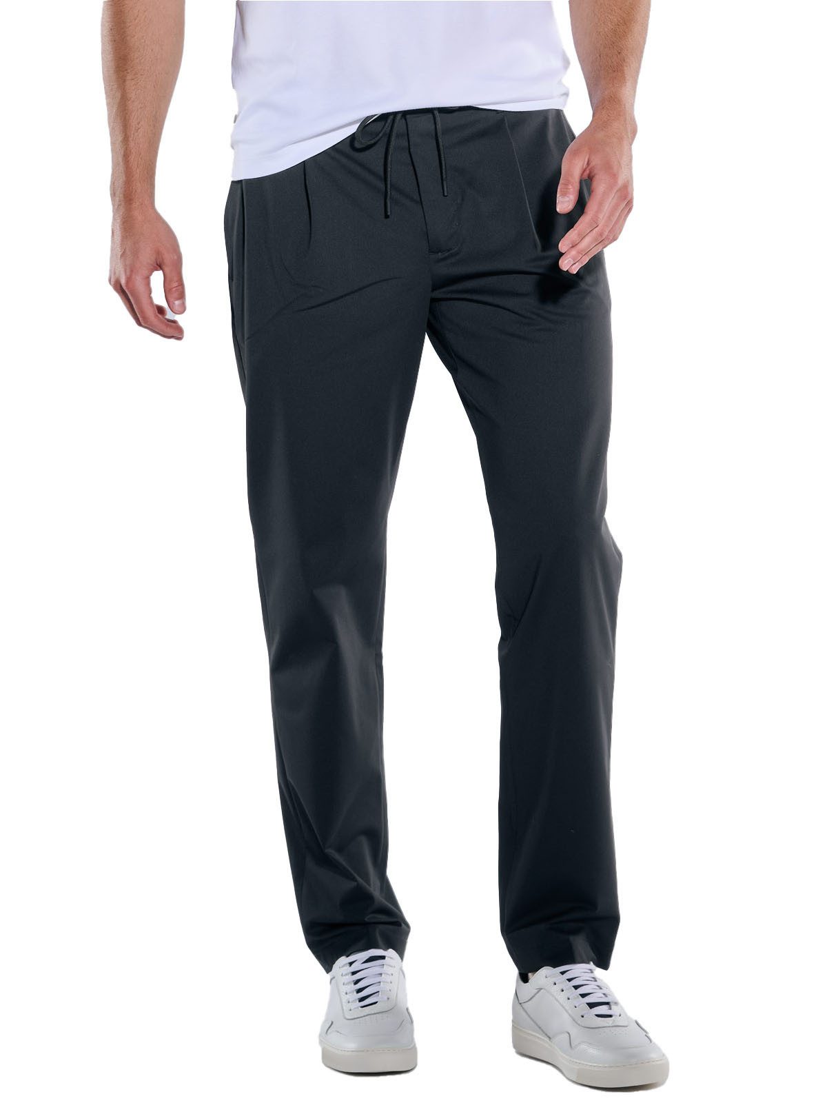 emilio adani Anzughose Herren Anzug-Hose mit Tunnelzug, Schwarz günstig online kaufen