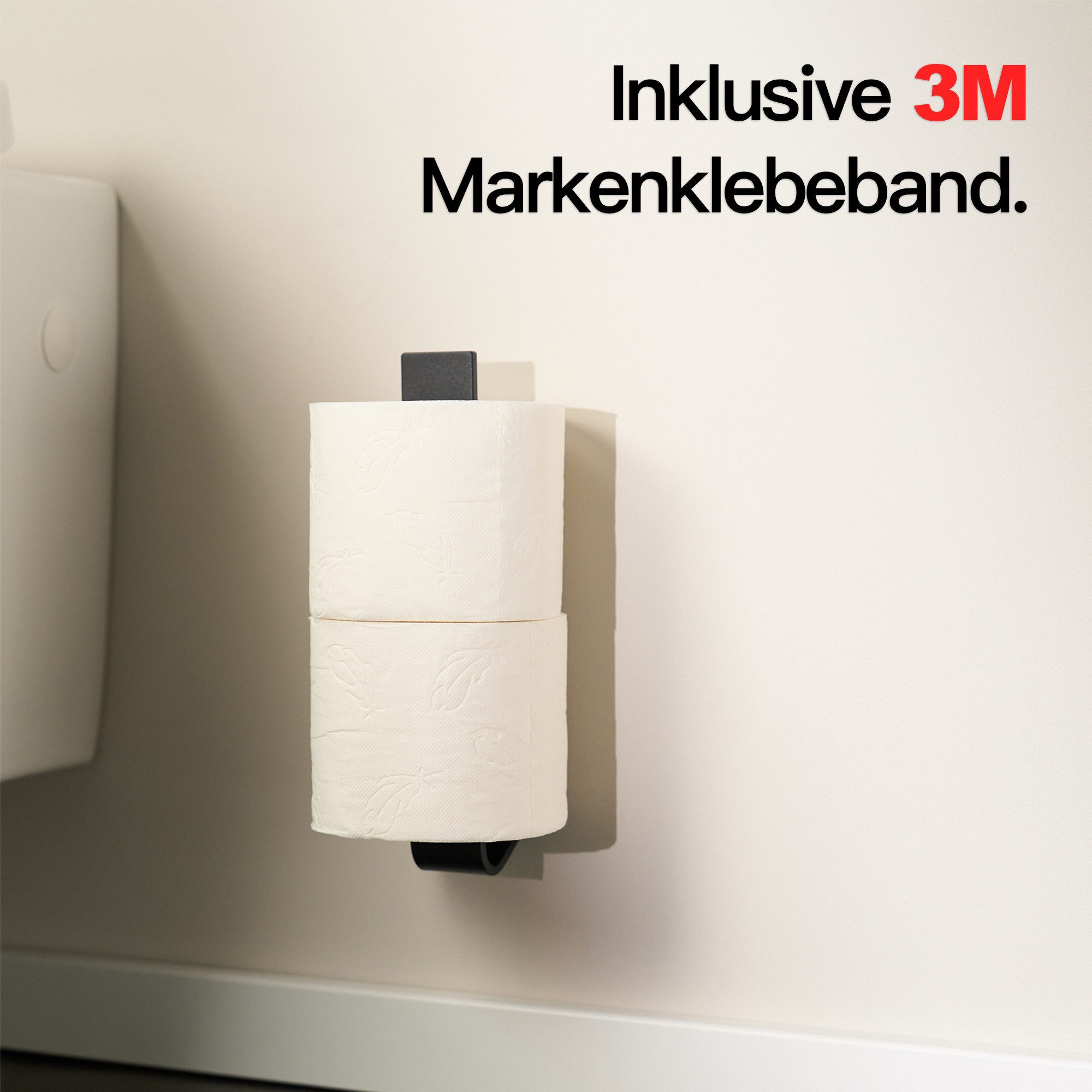 Designfabrik Hamburg Toiletten-Ersatzrollenhalter Klopapierersatzrollenhalter für 2 Rollen selbstklebend, aus einem Stück – Bild 4 von 5