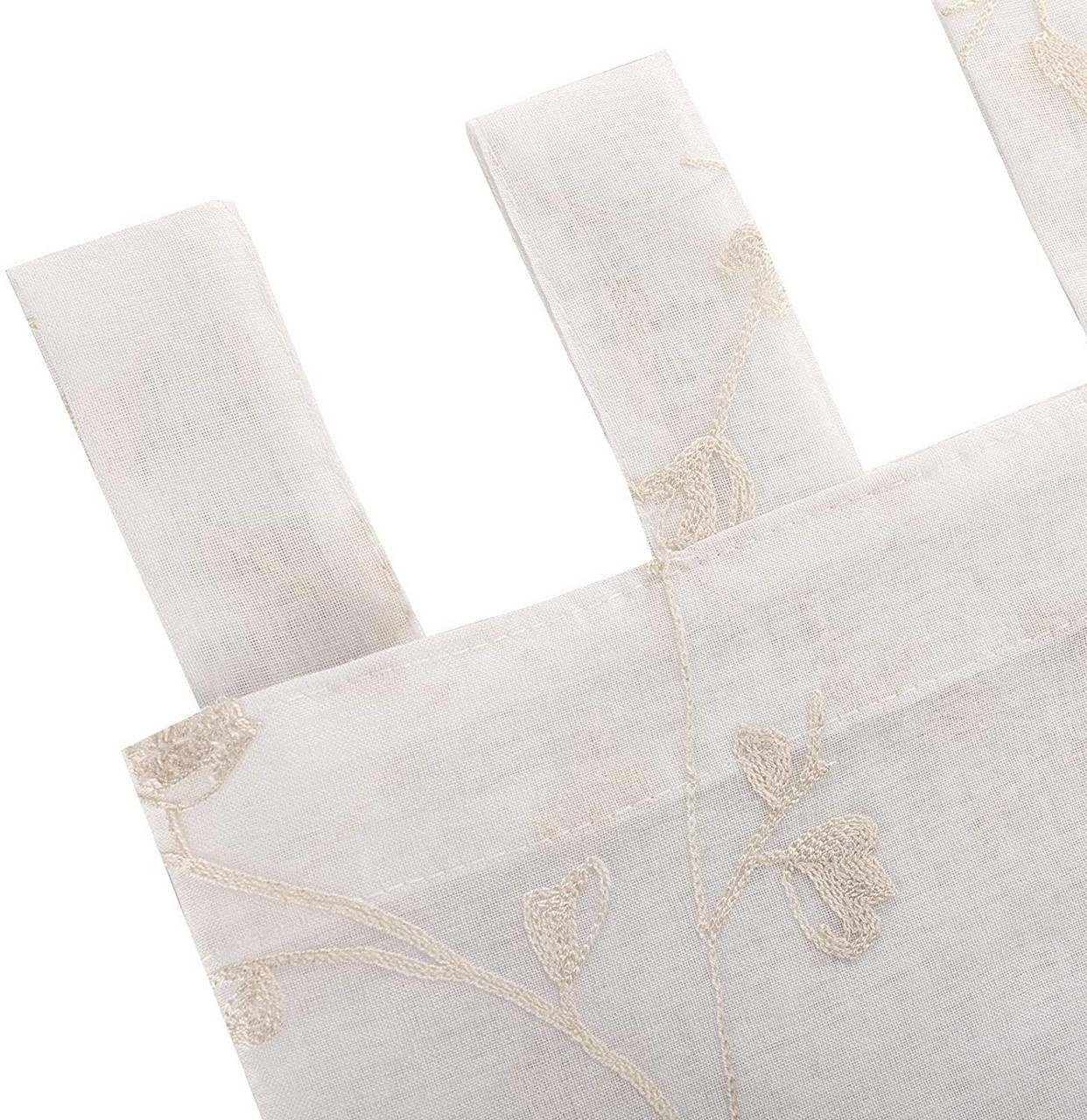 Woltu Gardine (2 St), halbtransparent, Blumen Stickerei mit Schlaufen Leine günstig online kaufen