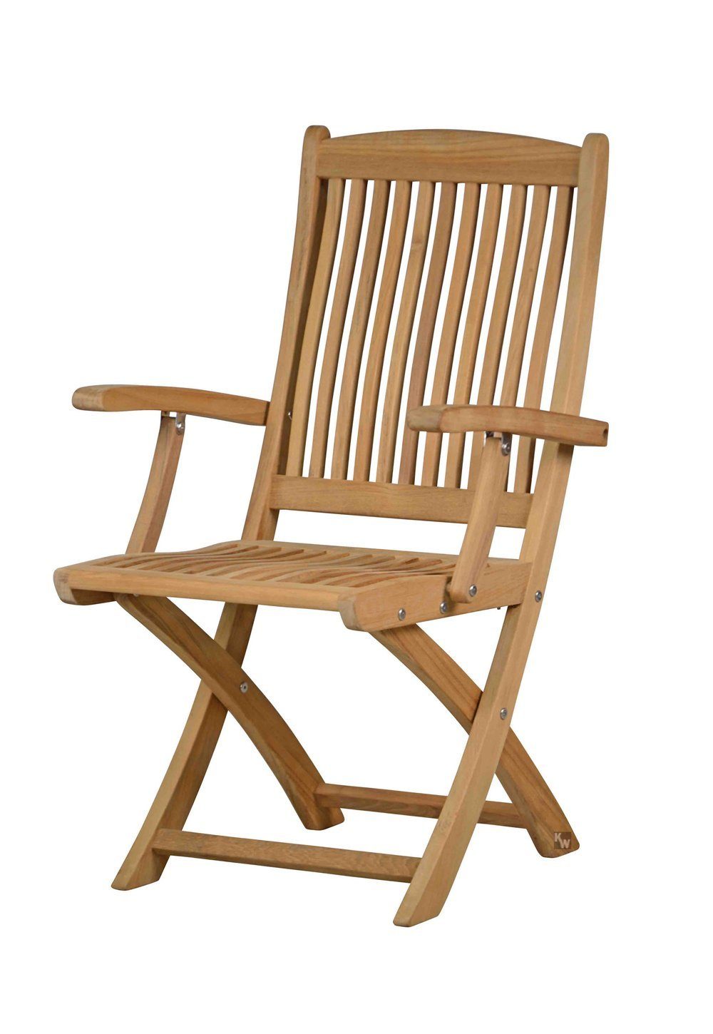 Kai Wiechmann Gartenstuhl Teak Klappstuhl mit Armlehnen, Gartenklappstuhl aus massivem Teakholz, robuster Teak Balkonstuhl mit ergonomischer Form