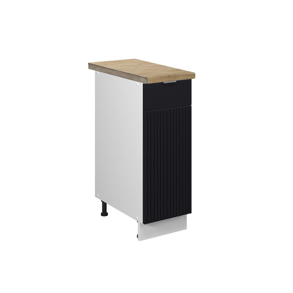 Vicco Apothekerschrank Fame-Line, Schwarz gestreift/Weiß, 30 cm, AP Eiche (1-St)