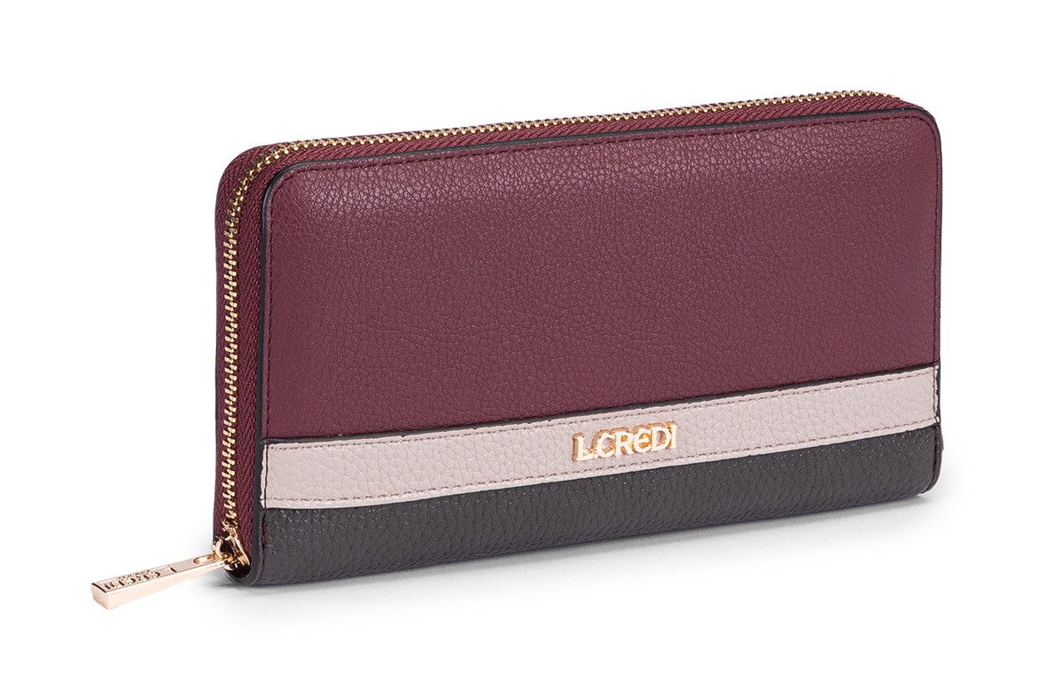 L. CREDI Geldbörse Zip Around Wallet, mit RFID-Blocker Schutz
