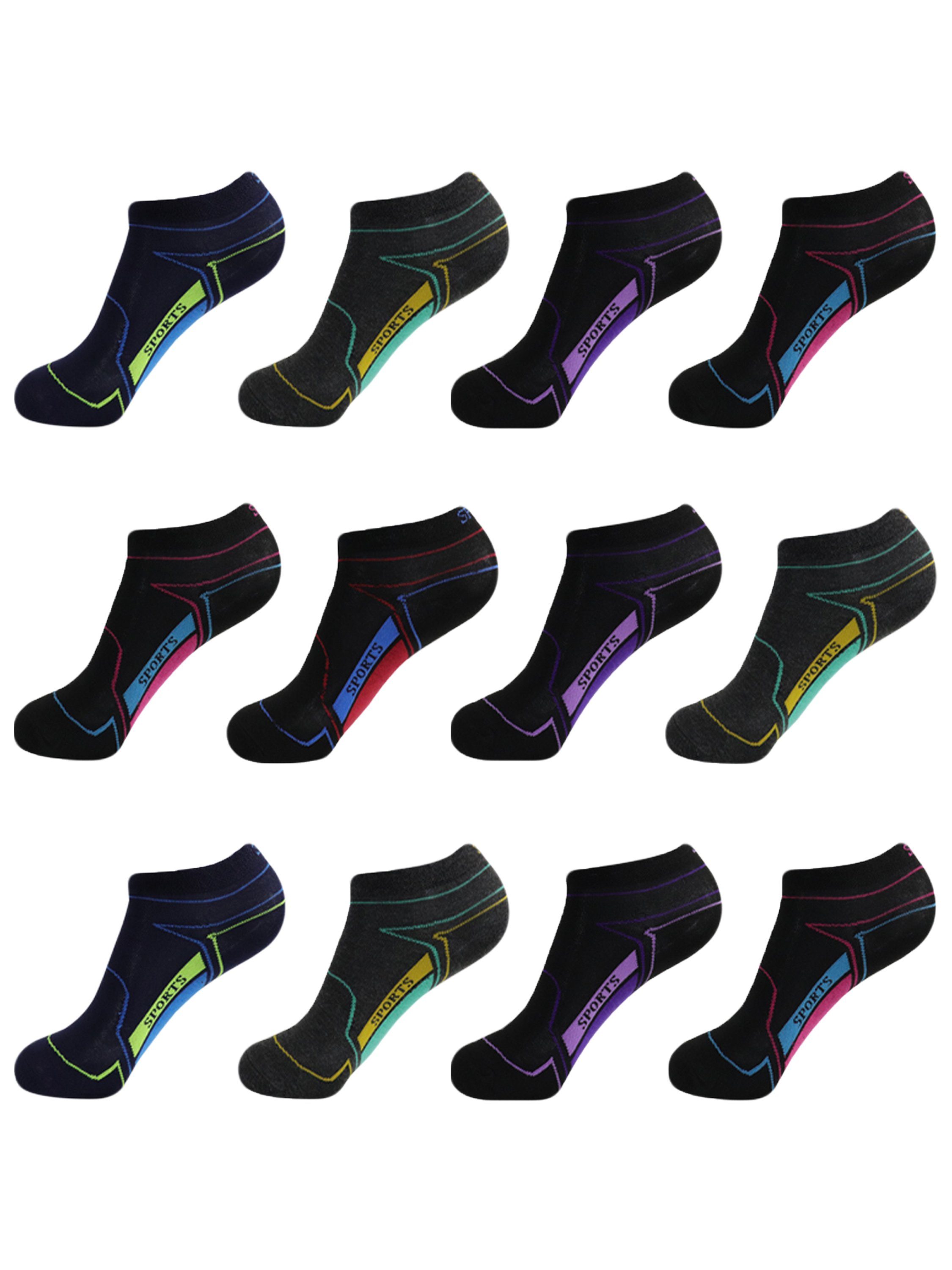 TEXEMP Sneakersocken 6 - 24 Paar Sneaker Socken Damen Baumwolle Freizeit Sp günstig online kaufen