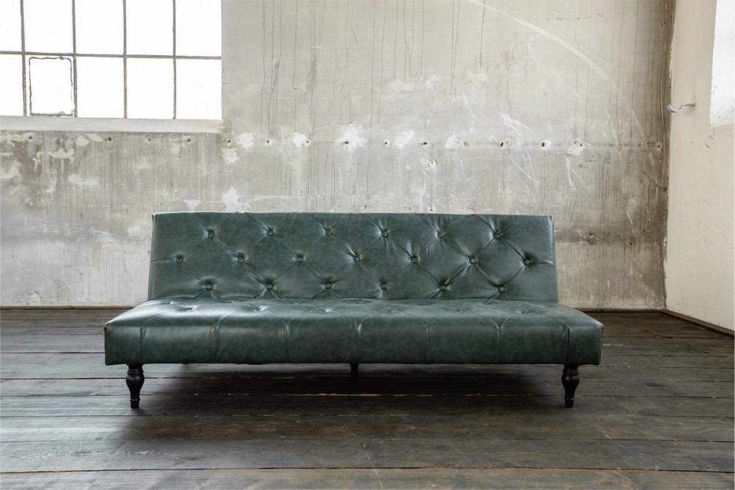 KAWOLA Schlafsofa VINTAGE, Sofa dunkelgrün Kunstleder