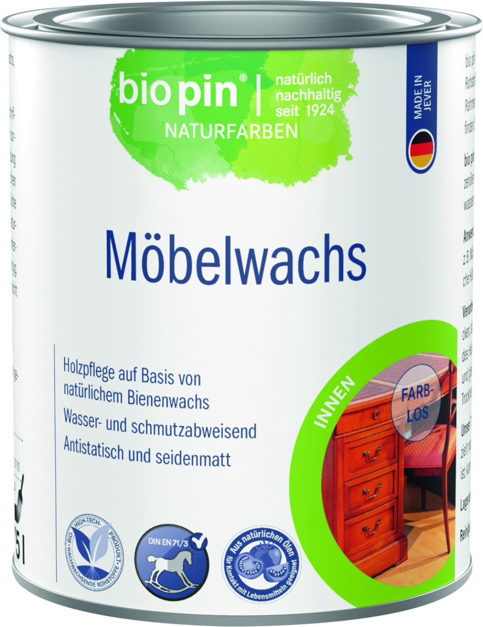 Bio Pin Hartholzöl Biopin Möbelwachs 750 ml farblos