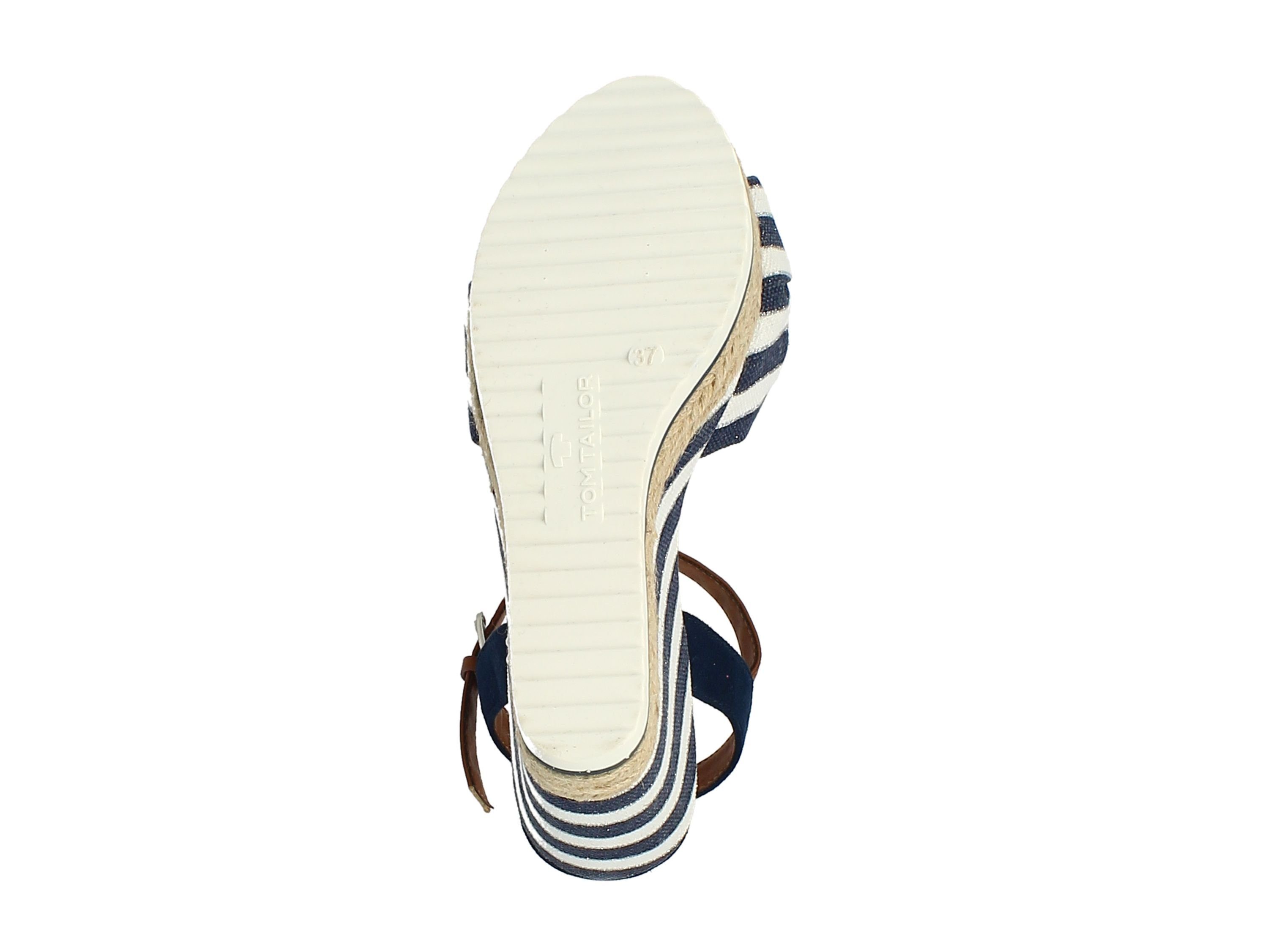 Damen Sandaletten Sandalette 3290212 TAILOR Tom white-navy TOM Streifen Tailor Decksohlen-Print Logo-Print,