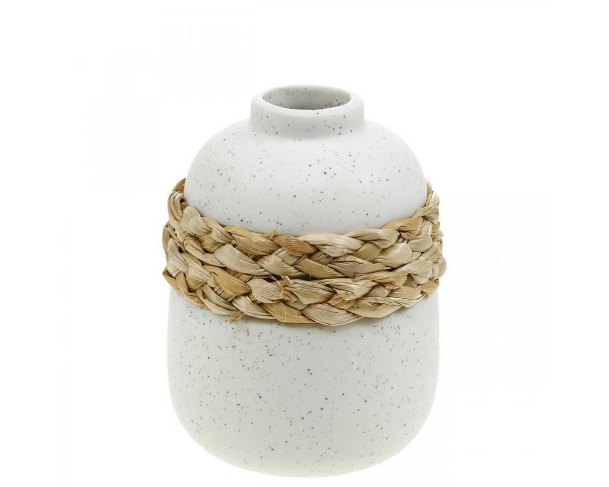 Thumbnail - Viana Übertopf Blumenvase Keramik Weiß Seegras Tischvase 2 Stück 10,5cm Deko