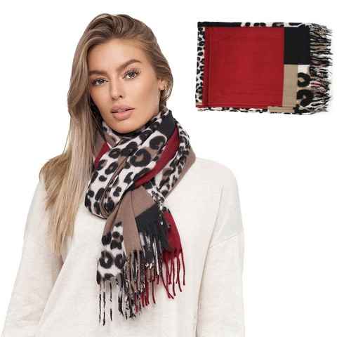 Alster Herz Modeschal Damen Schal Winter, weicher warmer Schal, Leopard Muster, A0506, XXL Schal