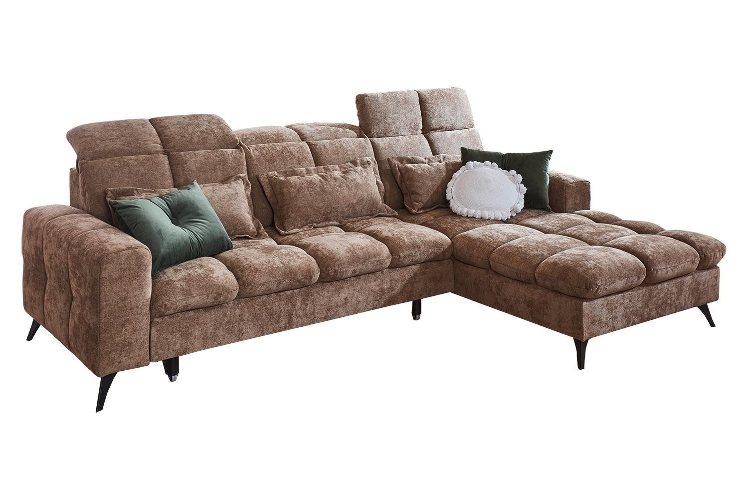 Iwaniccy Ecksofa FELIX, Taupe, Webstoff, 3 Kopfteilverstellungen, elektrische Sitztiefenverstellung, B 286 x H 107 x T 195 cm