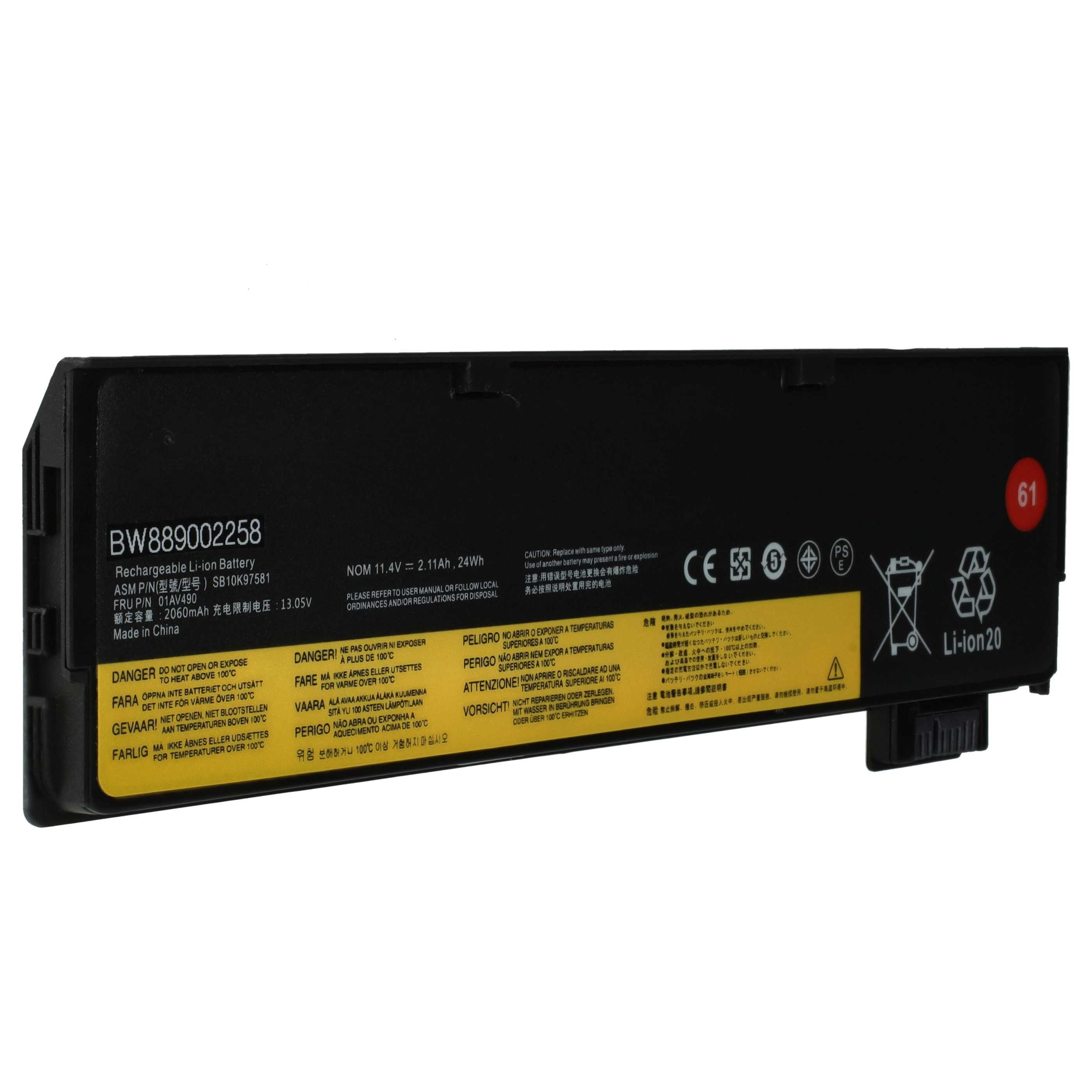 vhbw Akku Ersatz für Lenovo 01AV425, 01AV426, 01AV422, 01AV452, 01AV427, Laptop-Akku Akku Li-Polymer 2060 mAh (11,4 V, 1 St), Leistungsfähiger Austausch-Akku für Notebook, Wiederaufladbar, Jede