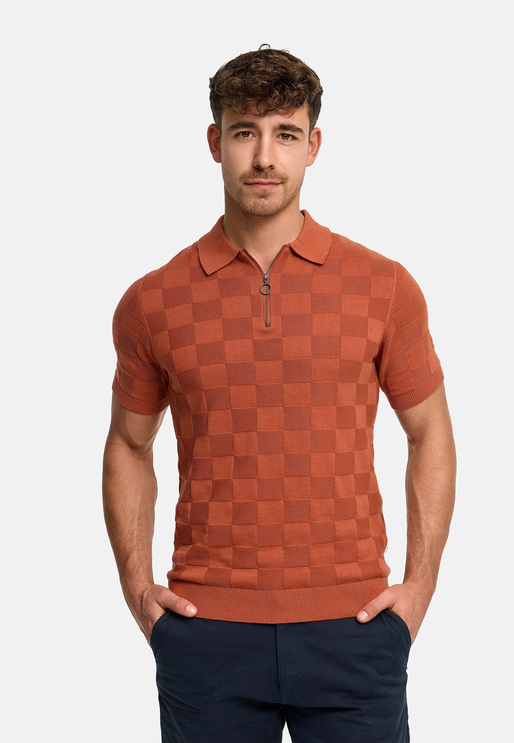 INDICODE Poloshirt Herren INFras Polo Shirt Herrenshirt Strick-Polo aus Baumwolle mit Reißverschluss
