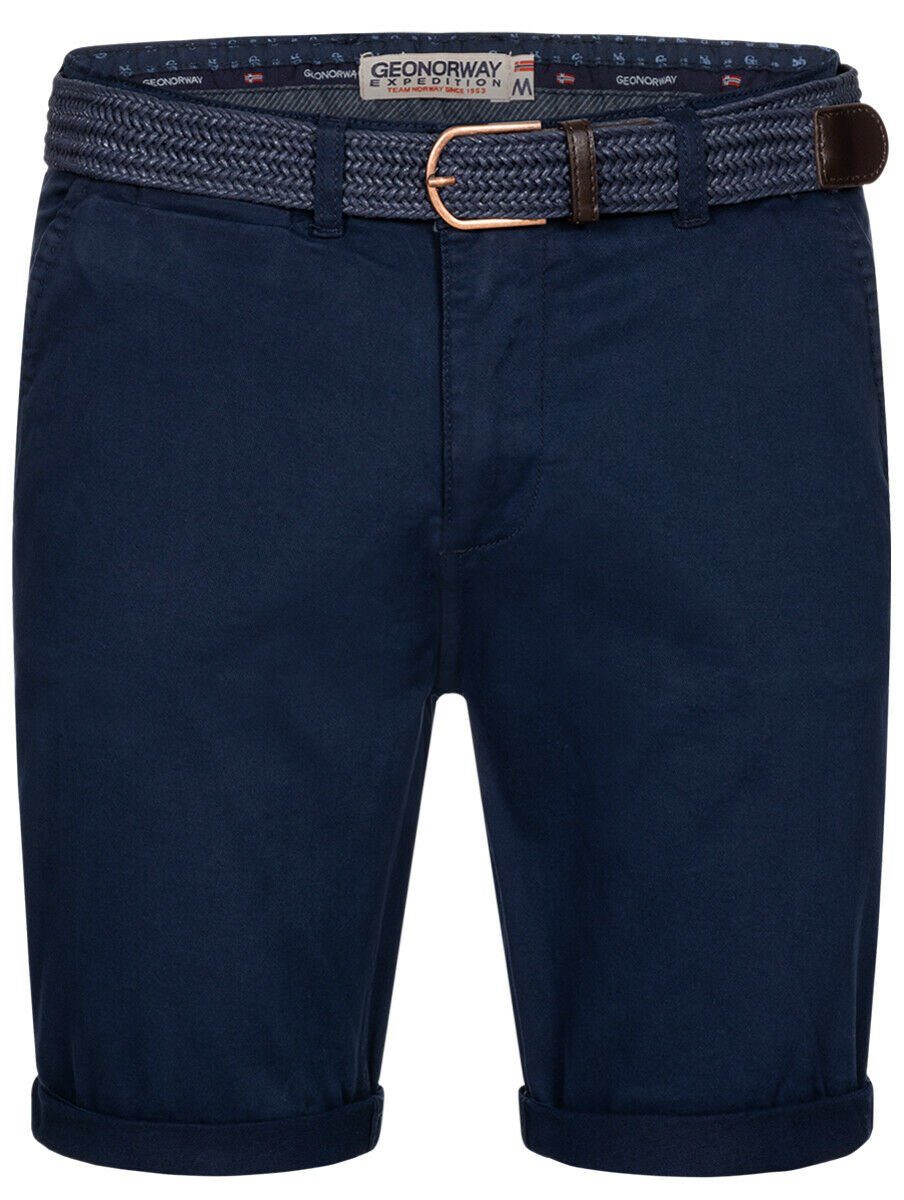 Geographical Norway Bermudas Chino Shorts kurze Hose Bermuda Knielang Stoff bequem mit Gürtel short