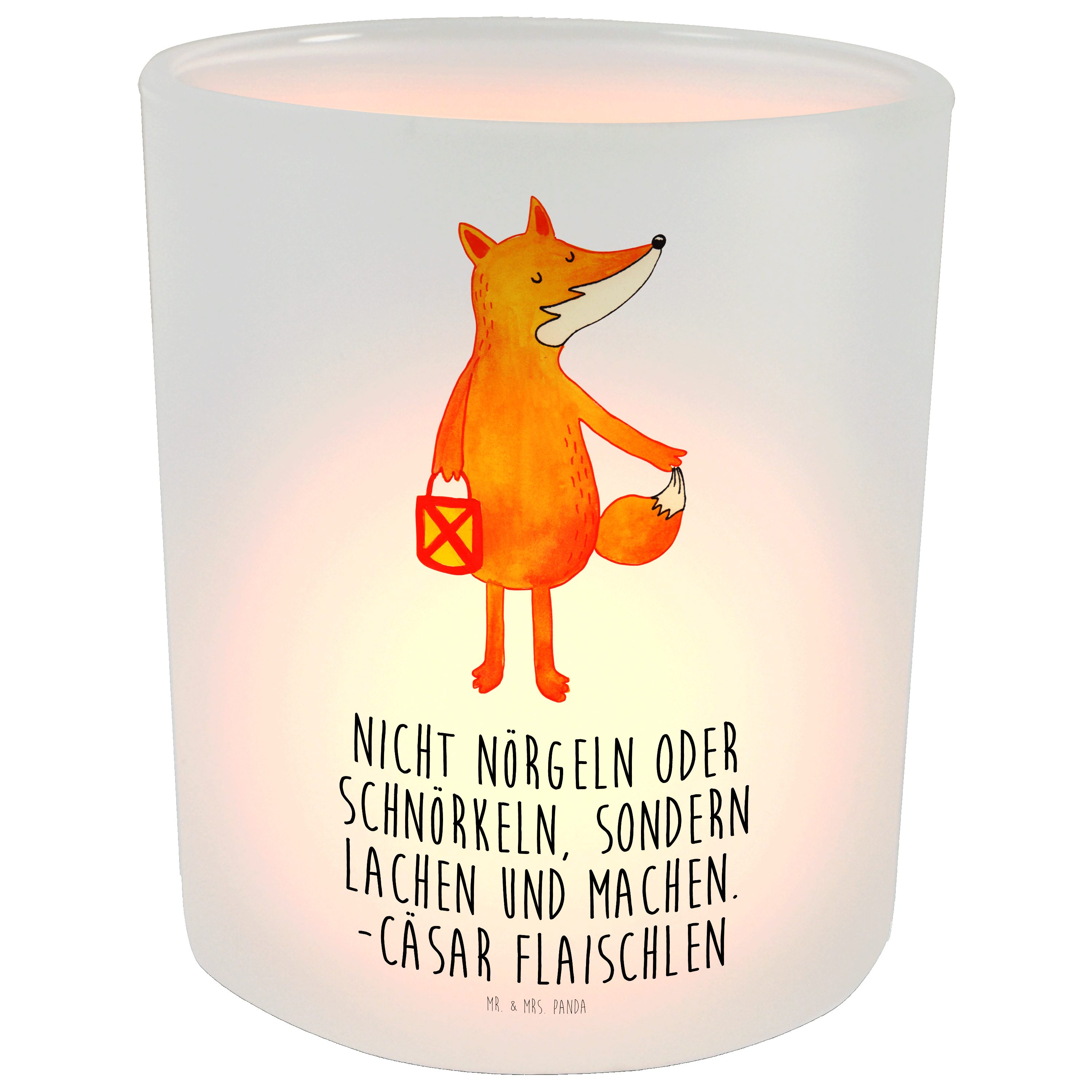 Mr. & Mrs. Panda Windlicht Fuchs Laterne - Transparent - Geschenk, Kerzenglas, Windlicht Glas, T (1 St)