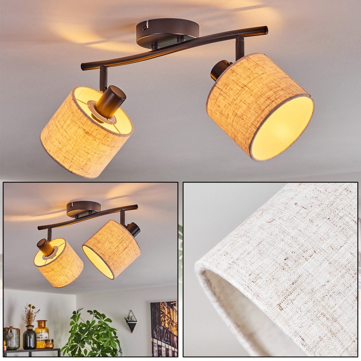 hofstein Deckenleuchte moderne Deckenlampe aus Metall/Stoff günstig online kaufen