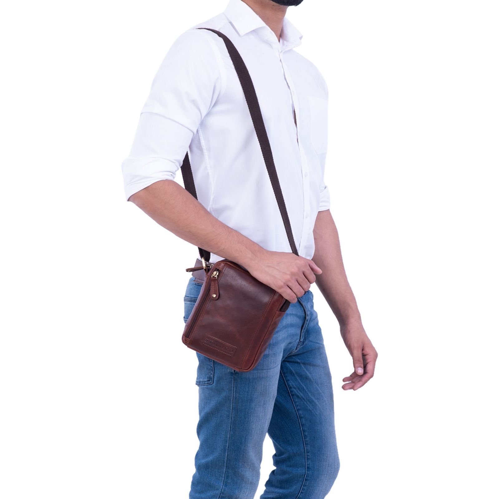 STILORD Schultertasche "Brandon" Herrenhandtasche Leder Umhängetasche