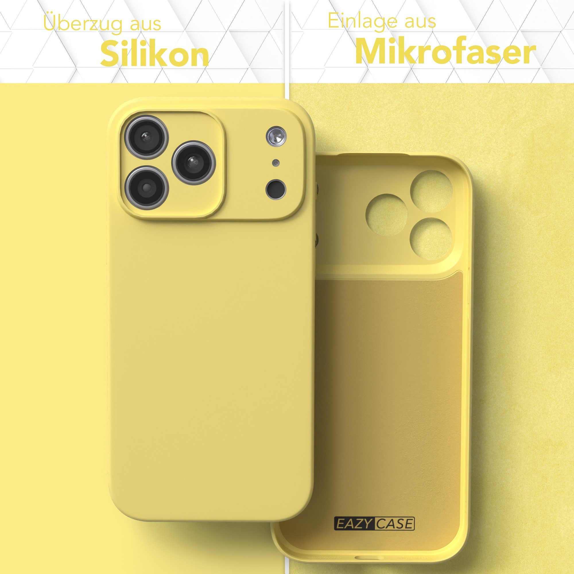 EAZY CASE Handyhülle für Apple iPhone 17 Pro Max Hülle Silikon 6,9 Zoll, Handy Softcase stoßfest Hülle mit Kameraschutz Bumper Tpuhülle Gelb