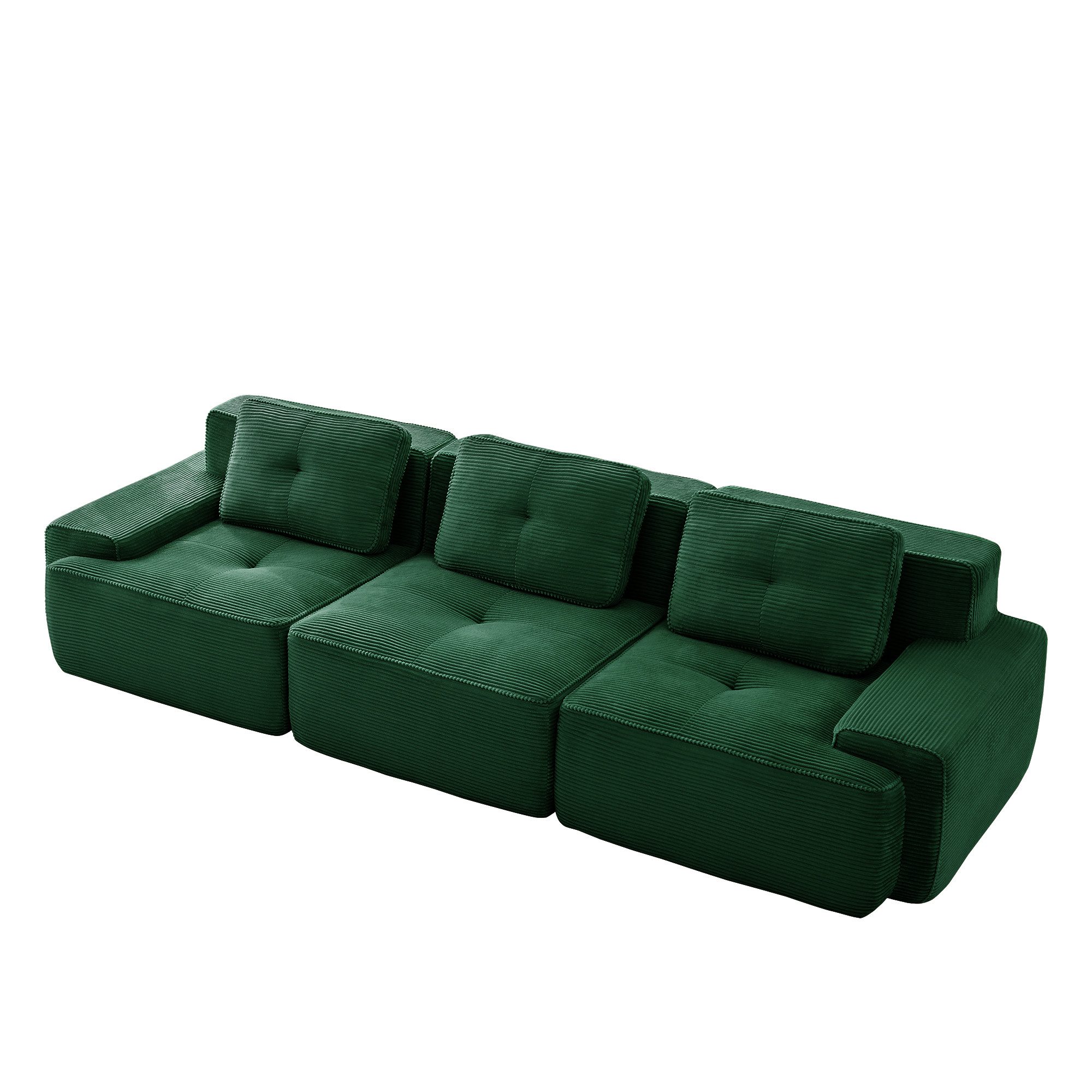 Leawin Sofa Cloud Modulsofa Boneless Ecksofa, Corduroy 3-Sitzer Tiefsitz, Modulares Cloud-Sofa ohne Montage, weich & flexibel fürs Wohnzimmer