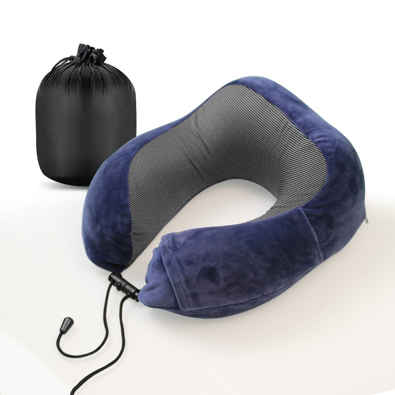 Cozyor Nackenstützkissen Memory Nackenkissen mit verstellbarem Verschluss + praktischer Tasche, Füllung: Memory Schaum Gedächtnisschaum, Bezug: waschbarer Bezug, Set, Nackenhörnchen perfekt zum Reisen, klein & kompakt, blau Ocean Serie, auch im Reise-Set