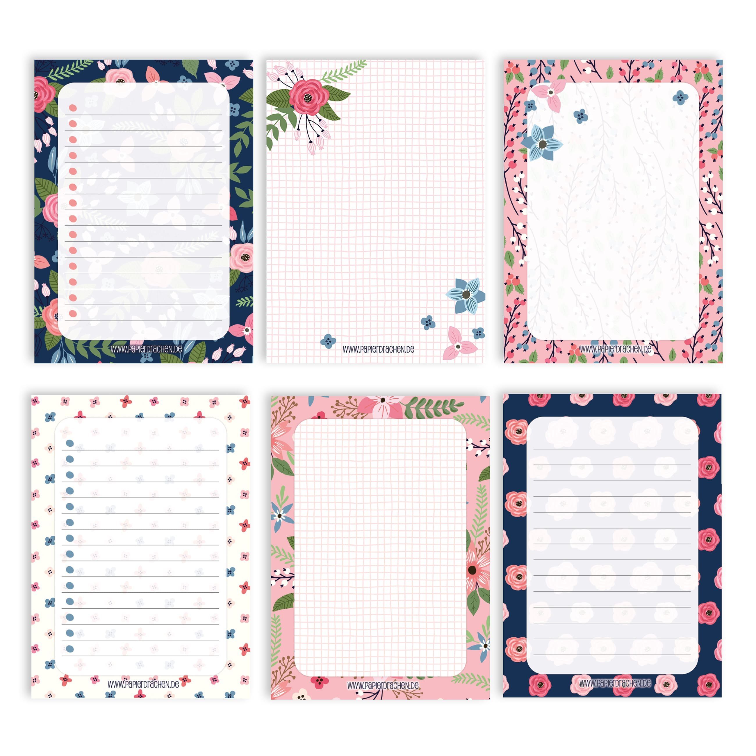 PAPIERDRACHEN Notizblock 6 Блокноты für Termine, Wochenplaner, Anrufe, To do Listen