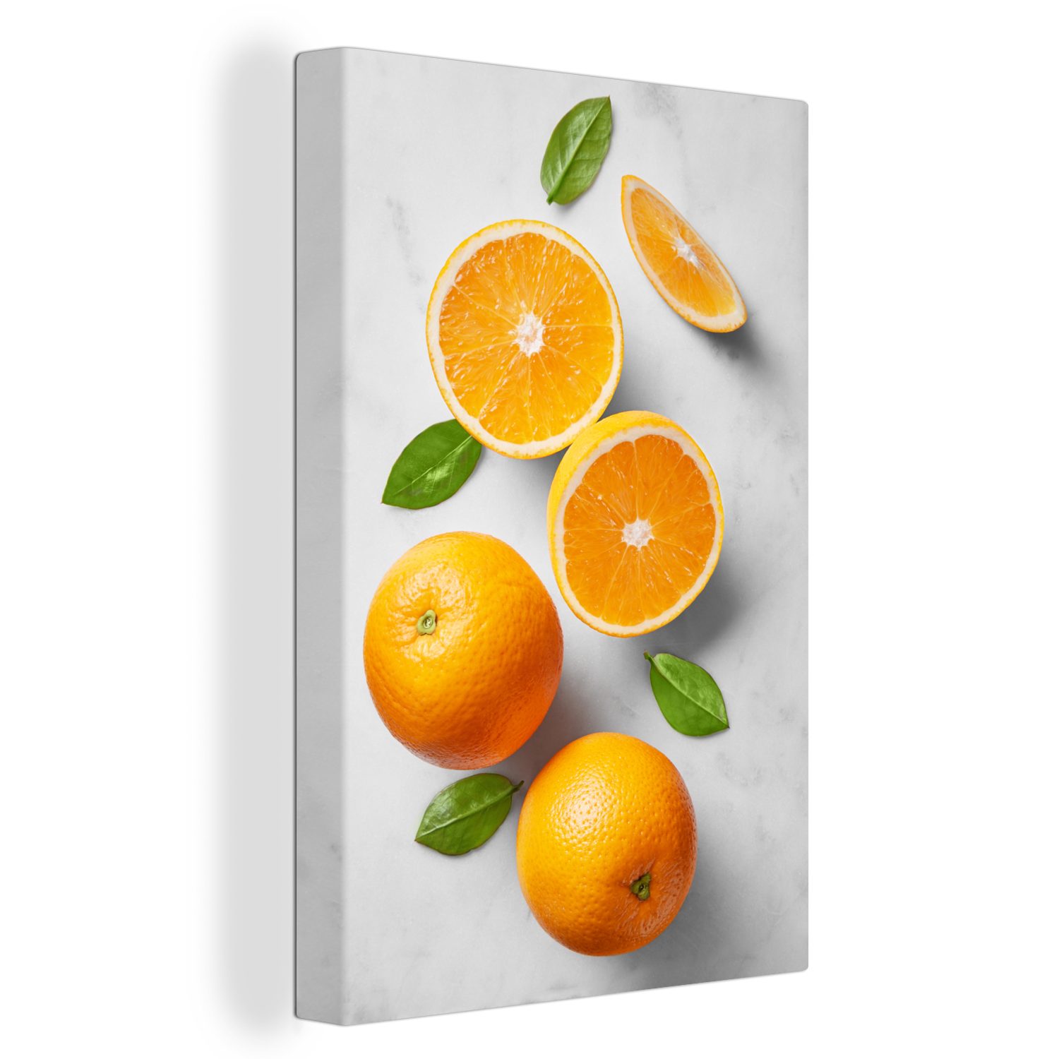 OneMillionCanvasses® Leinwandbild Orange - Obst - Marmor, (1 St), Leinwandbild fertig bespannt inkl. Zackenaufhänger, Gemälde, 20x30 cm