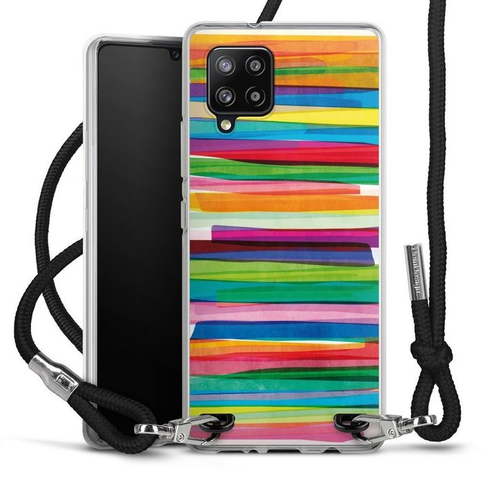 DeinDesign Handyhülle Streifen Wasserfarbe bunt Colorful Stripes1 Samsung Galaxy A42 5G Handykette Hülle mit Band Case zum Umhängen