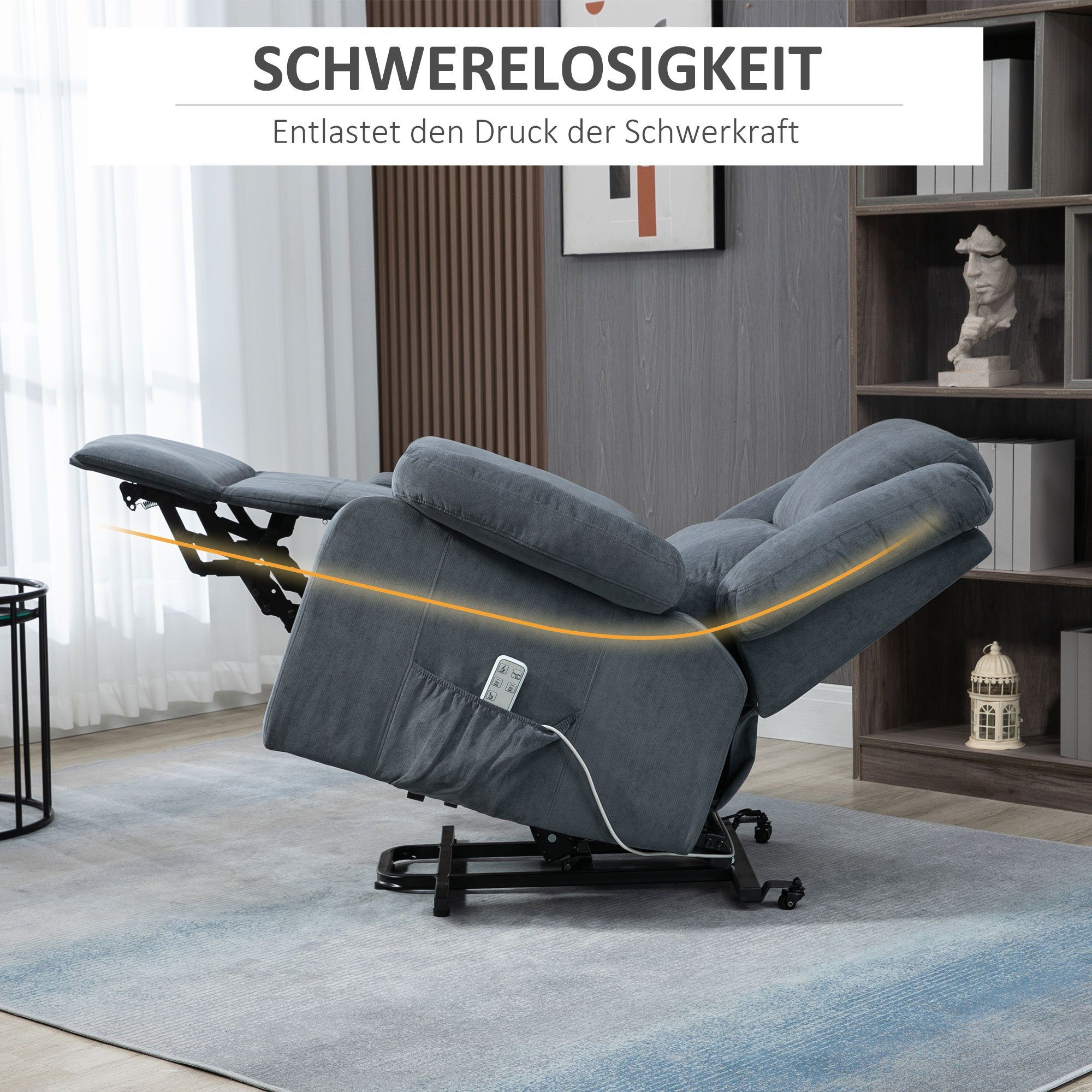 Liegefläche cm cm x (Set, 1-St., 92 Aufstehsessel), 93 mit Relaxsessel, Massagesessel 1 Liegefunktion, 159 105 HOMCOM x