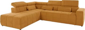 DOMO collection Ecksofa Brandon L-Form, auch in Leder, inklusive Kopfteilverstellung, wahlweise mit Sitztiefenverstellung