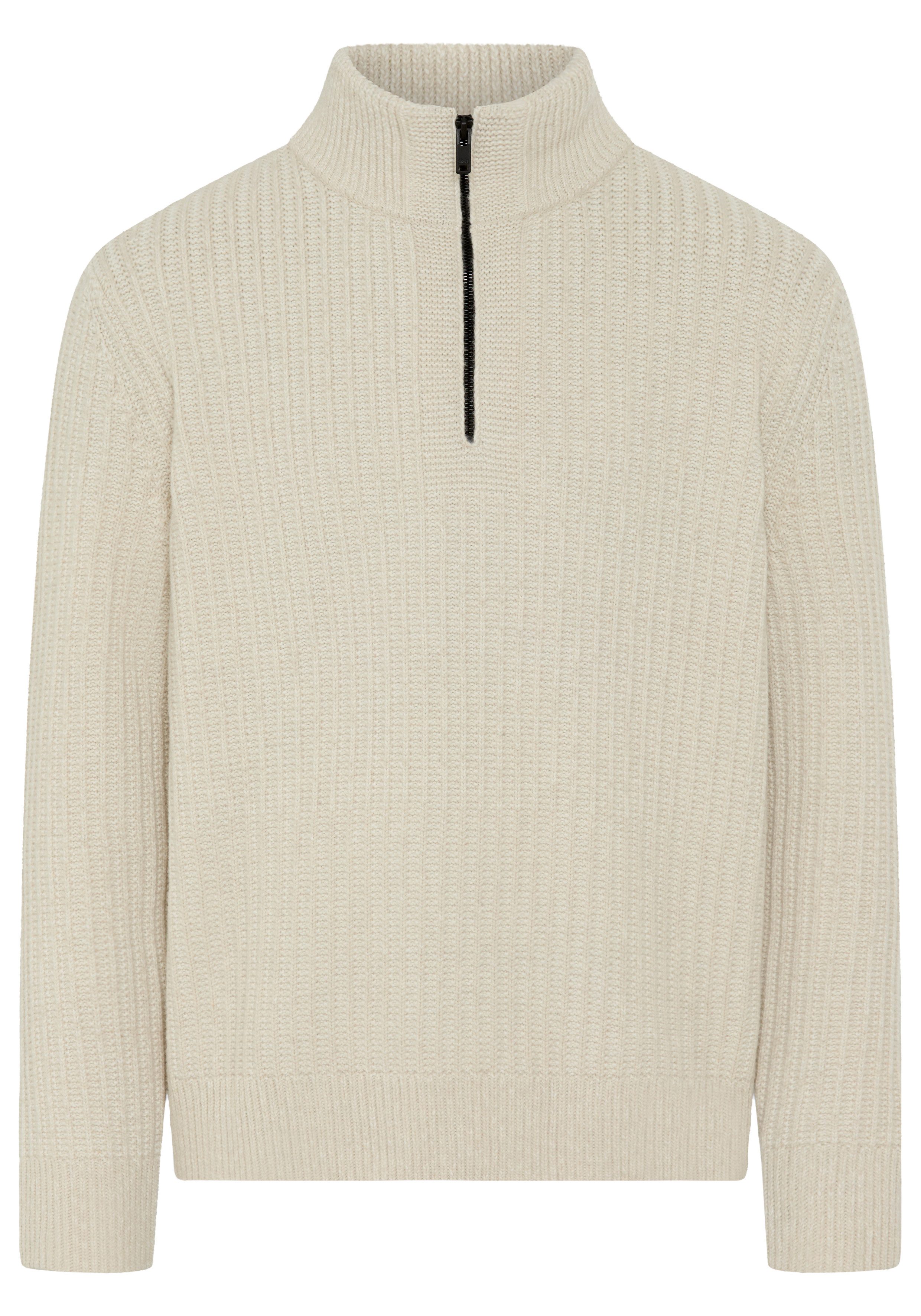 BOSS ORANGE Strickpullover Kwinter Troyer-Kragen, Rippstrick, relaxed fit günstig online kaufen