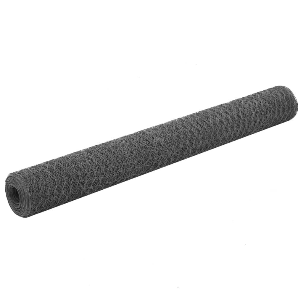 Gartenzaun Drahtzaun Stahl mit PVC-Beschichtung 25x1,2 m Grau