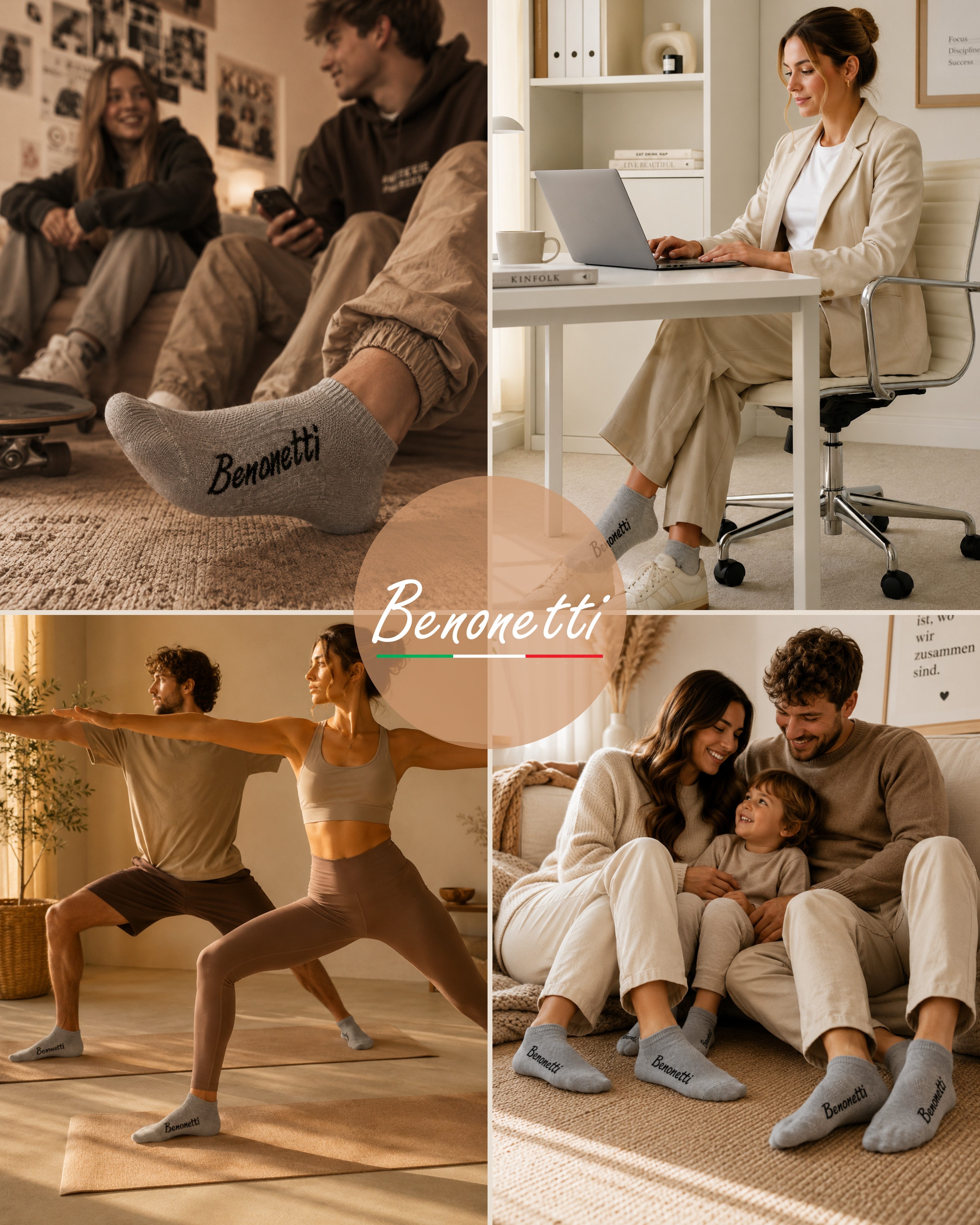 Benonetti Sneakersocken Damen & Herren aus Baumwolle – kurze Socken mit Fersenschutz (Packung, 3-Paar)