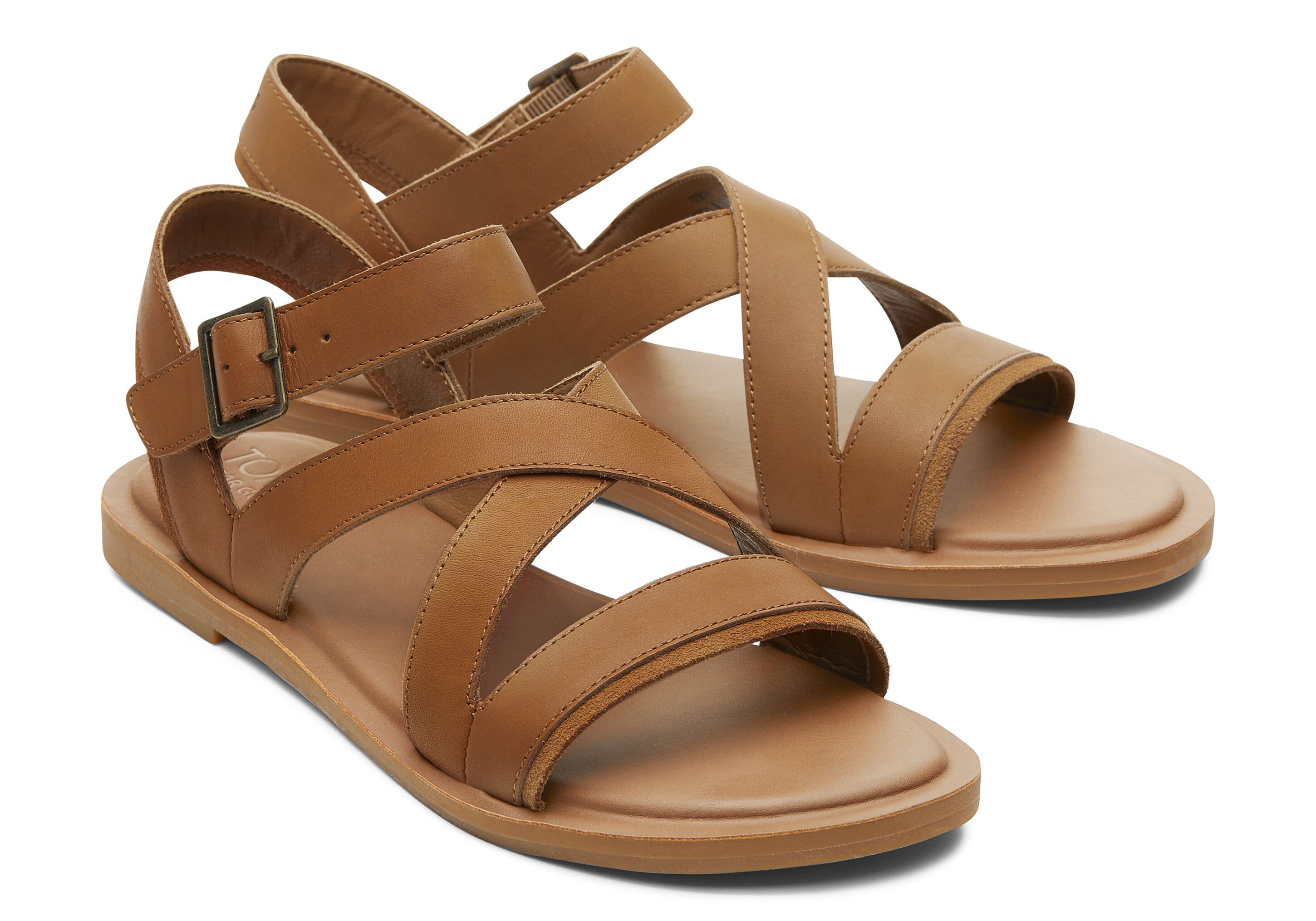 TOMS Sloane Hellbraun Leder-Riemchensandale Sandale