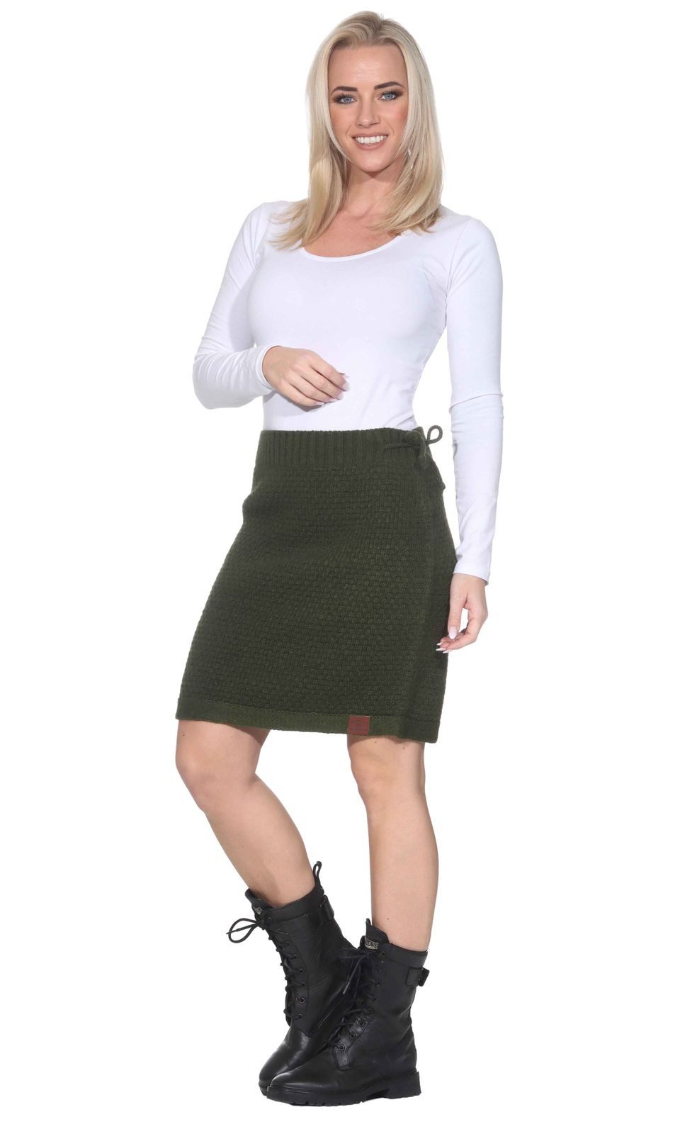 KUNST UND MAGIE Strickrock Klassischer Boho Strickrock Rock Winter Wolle