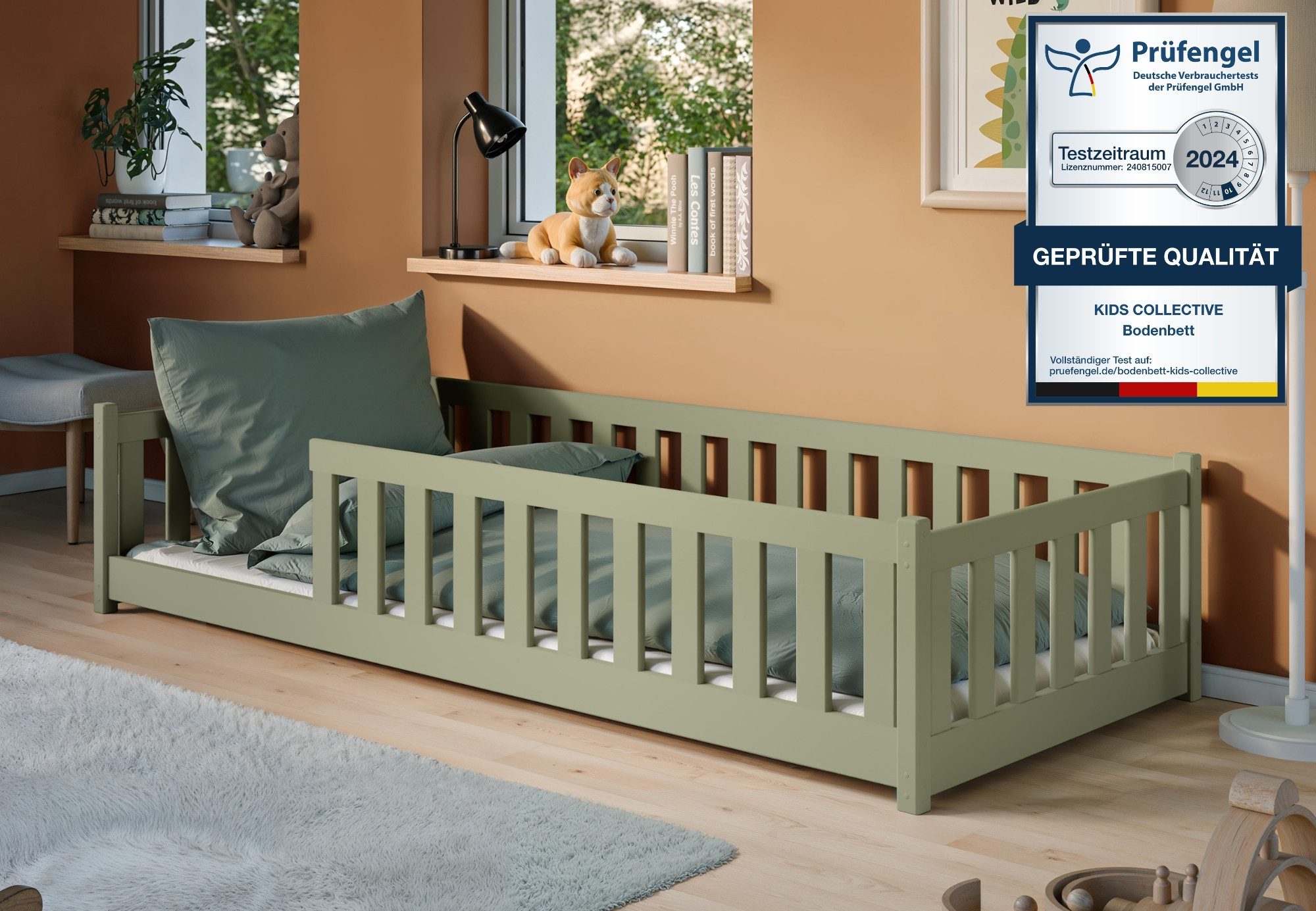 Kids Collective Kinderbett Bodenbett Bett mit Rausfallschutz & Lattenrost M günstig online kaufen