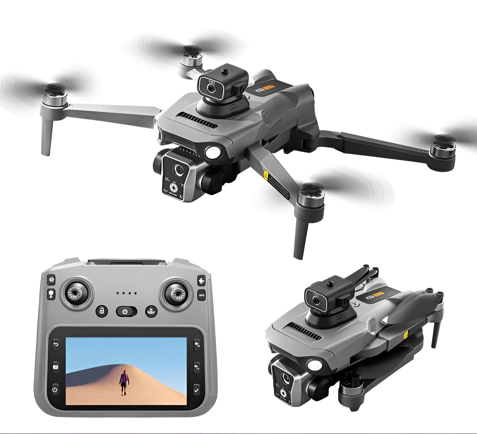 Goldstern-Tech RC-Quadrocopter (GPS Drohne mit 4K, Fernbedienung mit Live-Display, 600m Reichweite), 4K Kamera, 360° Laser-Hinderniserkennung, Follow-Me, Auto-Return