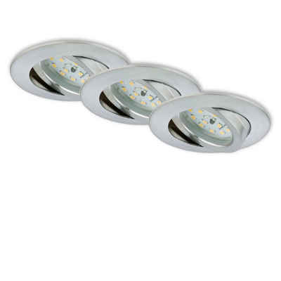 Briloner Leuchten LED Einbauleuchte 7296-039, LED fest verbaut, Warmweiß, Einbauleuchte SET dimmbar schwenkbar IP23 Ø 8,2cm
