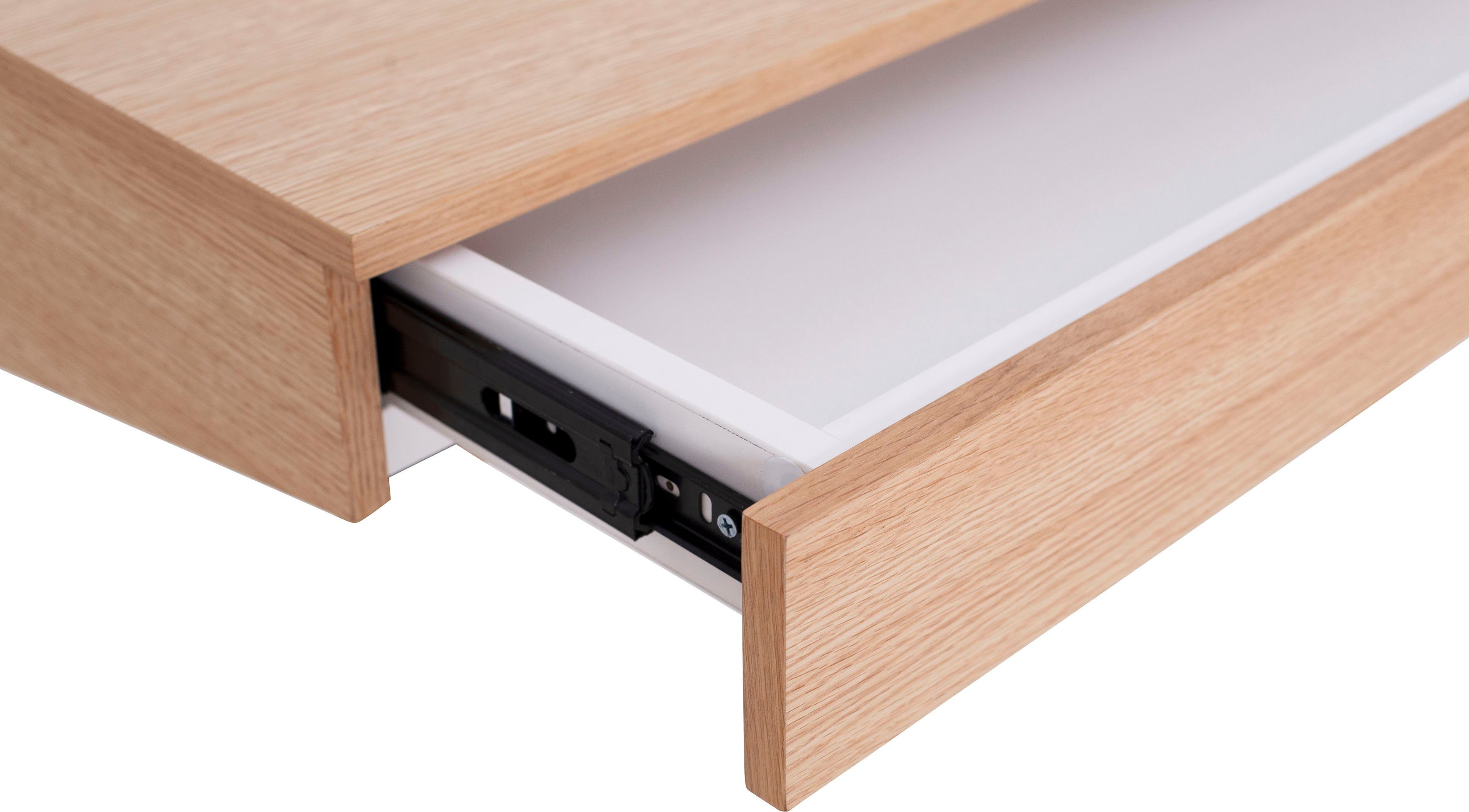 Schreibtisch Breite mit Kollege, cm Wandmontage, naturfarben Schubkasten, 80 Kleiner