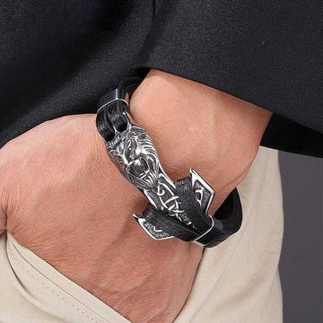 NAHLE Lederarmband Leder Armband Löwe Herren Armband (inkl. Schmuckbox), aus Echtleder